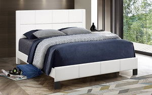 Platform Bed with Tufted Bonded Leather - White