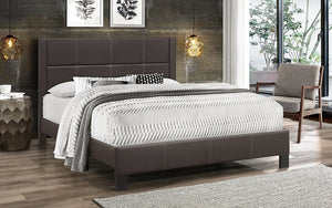 Platform Bed with Tufted Bonded Leather - Espresso