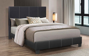 Platform Bed with Bonded Leather - Black