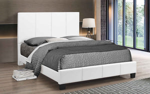 Platform Bed with Bonded Leather - White