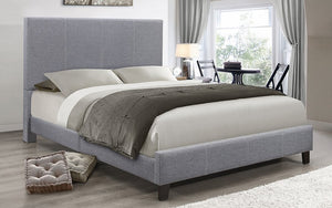Platform Bed with Linen Style Fabric - Grey