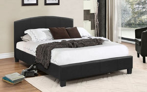 Platform Bed with Bonded Leather - Black