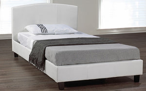 Platform Bed with Bonded Leather - White