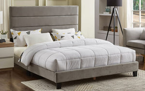 Platform Bed with Horizontal Panel Tufted with Adjustable Height - Charcoal | Grey