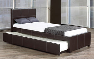 Platform Bed with Leather and Twin Trundle - Black