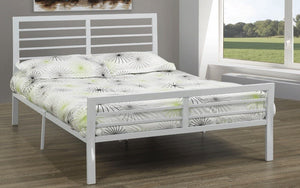 Platform Bed with Metal Frame - White