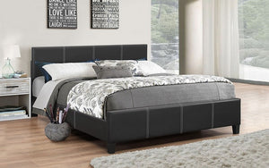 Platform Bed Bonded Leather with Adjustable Height - Blackv