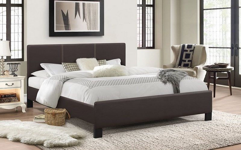 Platform Bed with Bonded Leather - Espresso