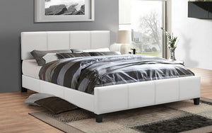 Platform Bed Bonded Leather with Adjustable Height - White