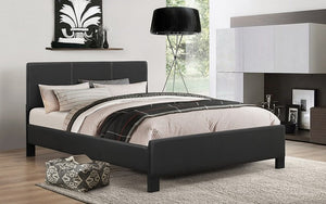 Platform Bed with Bonded Leather - Black