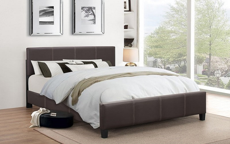 Platform Bed Bonded Leather with Adjustable Height - Espresso