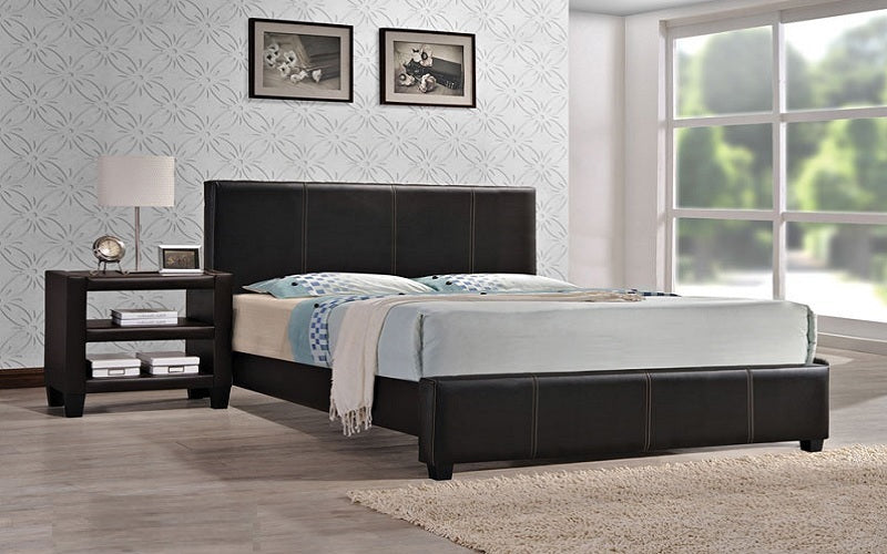Platform Bed Bonded Leather with Adjustable Height - Espresso