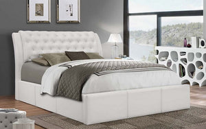 Platform Bed with Bonded Leather - White