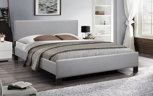 Platform Bed with Bonded Leather - Grey
