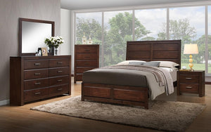 Bedroom Set with Panel Head & Foot Board 8 pc - Dark Brown