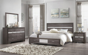 Bedroom Set with Bling Insert Head and Foot Board 8 pc - Grey