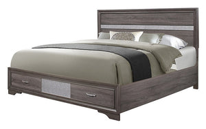 Bedroom Set with Bling Insert Head and Foot Board 8 pc - Grey