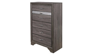 Bedroom Set with Bling Insert Head and Foot Board 8 pc - Grey