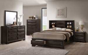 Bedroom Set with Bookcase Headboard & Drawers 8 pc - Espresso