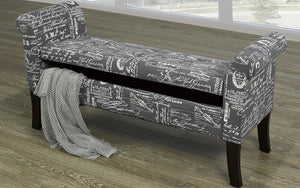 Fabric Storage Bench with Wooden Legs - Beige | Grey