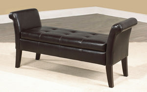 Leather Storage Bench with Wooden Legs - Espresso
