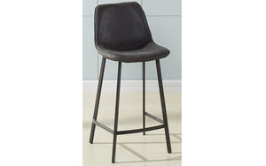 Bar Stool With Suede Fabric Seat & Metal Legs - Brown | Grey - Set of 2 pc (26'' Counter Height)