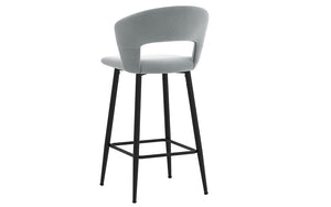 Bar Stool With Velvet Fabric & Metal Legs - Blue | Grey - Set of 2 pc (26'' Counter Height)