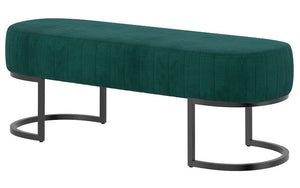 Velvet Fabric Bench with Metal Black Legs - Teal | Charcoal | Mustard