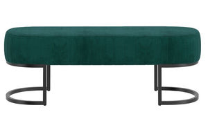 Velvet Fabric Bench with Metal Black Legs - Teal | Charcoal | Mustard