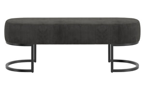 Velvet Fabric Bench with Metal Black Legs - Teal | Charcoal | Mustard