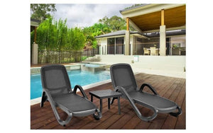 Nardi Outdoor Patio Chaise Lounge with Arm Rest - 3 pc Set (Made In Italy)