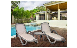 Nardi Outdoor Patio Chaise Lounge with Arm Rest - 3 pc Set (Made In Italy)