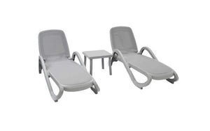 Nardi Outdoor Patio Chaise Lounge with Arm Rest - 3 pc Set (Made In Italy)