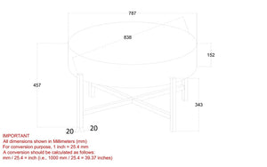 Coffee Table with Round Solid Wood & Iron Legs - Grey & Black