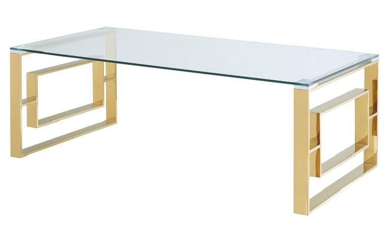 Coffee Table Set with Glass Top - 3 pc - Gold