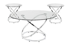 Coffee Table Set with Glass Top - 3 pc - Chrome