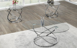 Coffee Table Set with Glass Top - 3 pc - Chrome