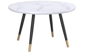 Coffee Table with Round Marble Top – White & Black