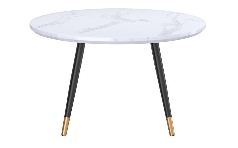 Coffee Table with Round Marble Top – White & Black