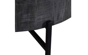 Coffee Table with Round Solid Wood & Iron Legs - Grey & Black