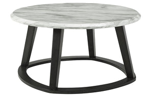 Coffee Table with Round Marble Top – White & Dark Grey