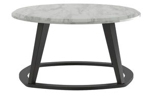 Coffee Table with Round Marble Top – White & Dark Grey