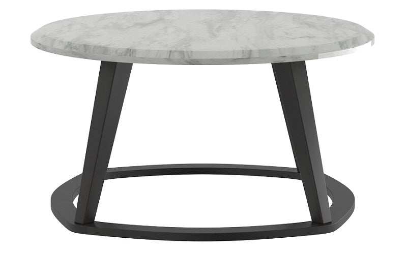Coffee Table with Round Marble Top – White & Dark Grey