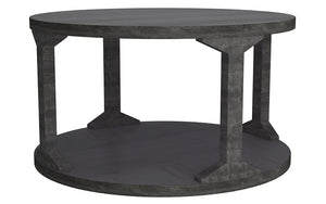 Coffee Table with Round Solid Wood - Distressed Grey