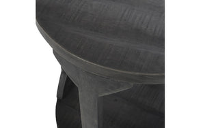 Coffee Table with Round Solid Wood - Distressed Grey