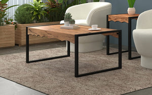 Coffee Table with Metal Legs – Natural & Black