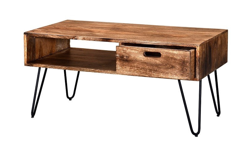 Coffee Table with Drawer – Natural & Black