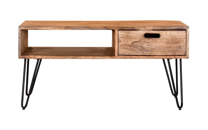 Coffee Table with Drawer – Natural & Black