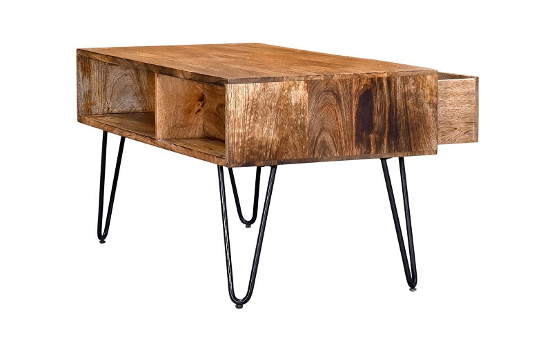 Coffee Table with Drawer – Natural & Black