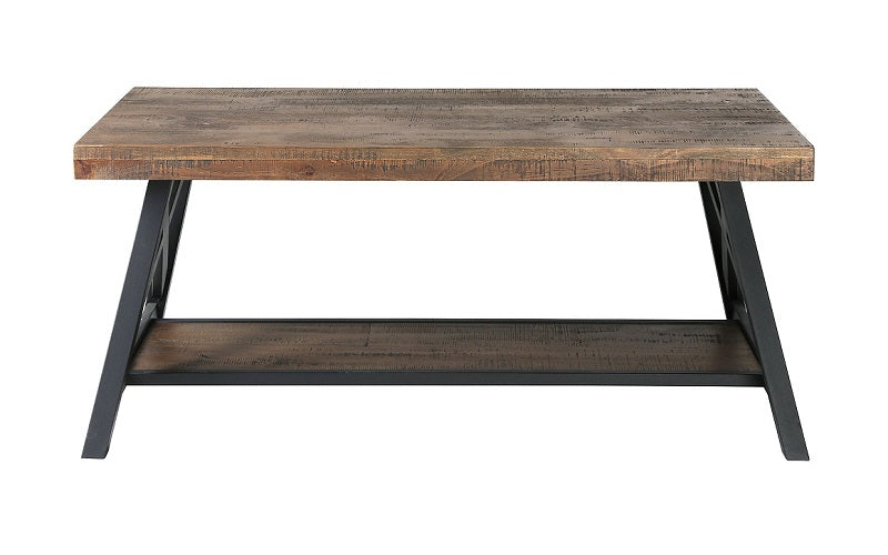 Coffee Table with Shelf – Rustic Oak & Black